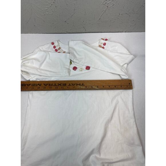 Ruby Rd Womens 3/4 Sleeve White Pullover Beaded Neck Wearable Art Size Medium - Picture 4 of 4